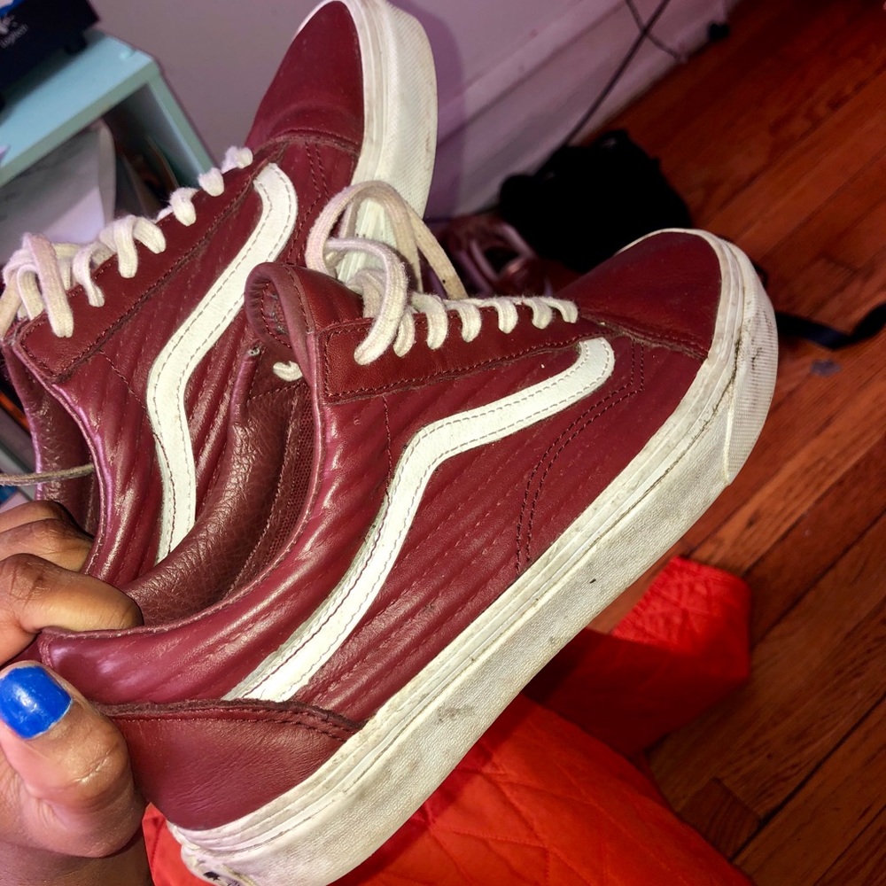Burgundy Leather Vans Classics Gem
